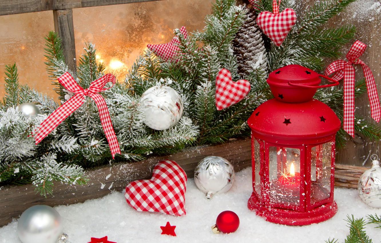 Wallpaper winter, snow, holiday, heart, star, candles, Christmas, lantern, New year, star, Happy New Year, heart, winter, snow, Merry Christmas, holiday image for desktop, section праздники