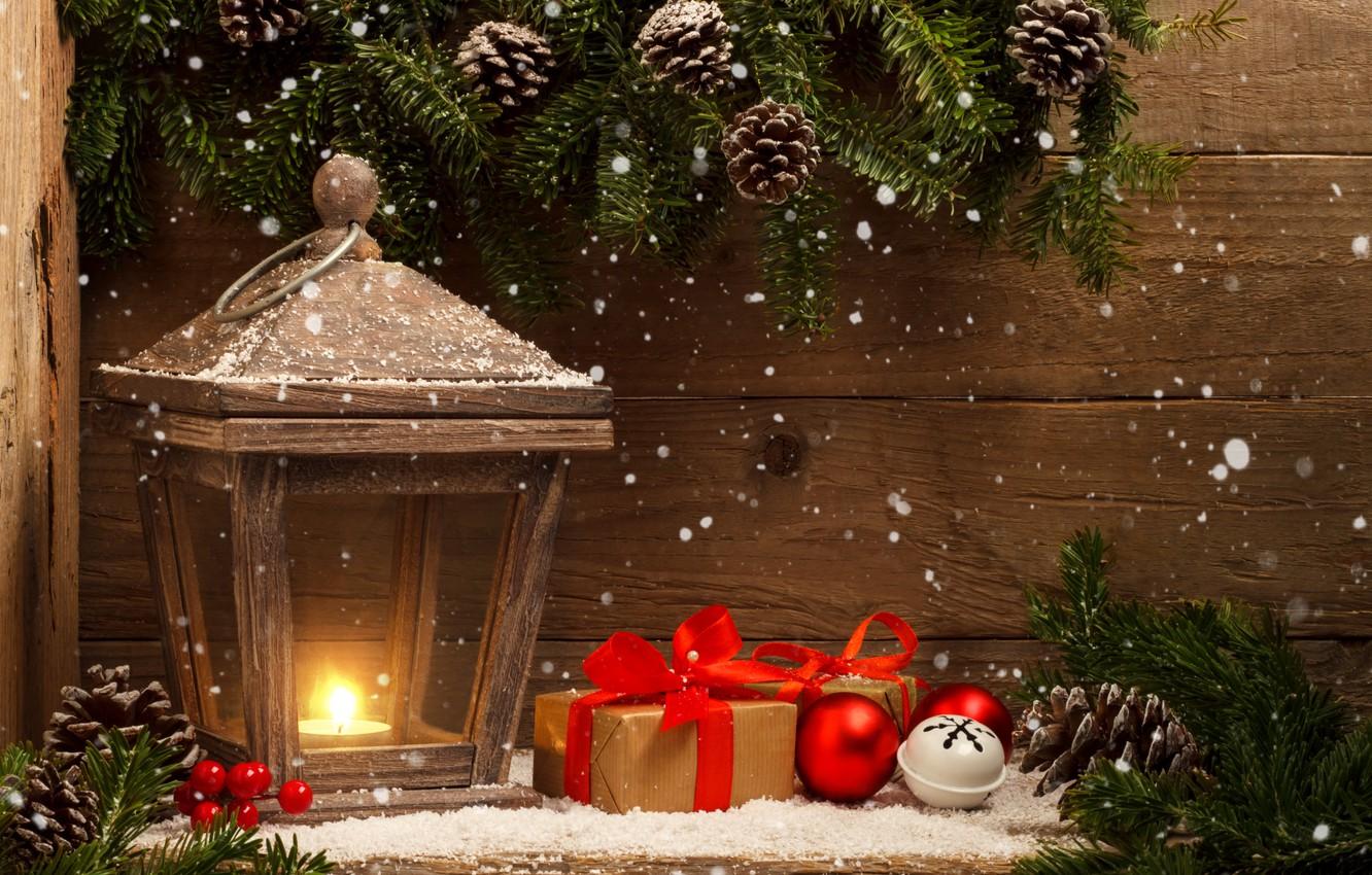 Wallpaper snow, decoration, balls, New Year, Christmas