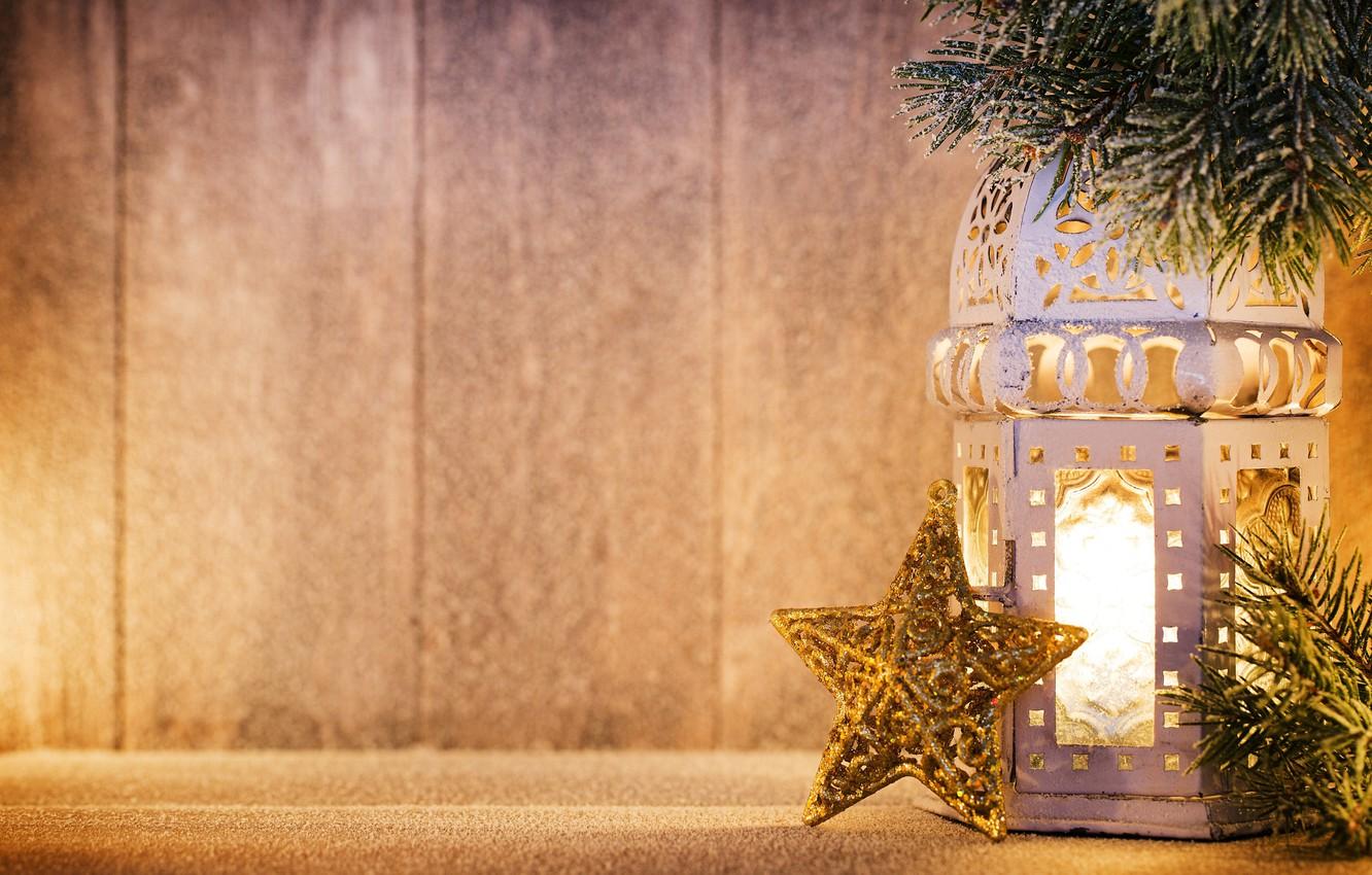 Wallpaper branches, star, New Year, Christmas, lantern, snow