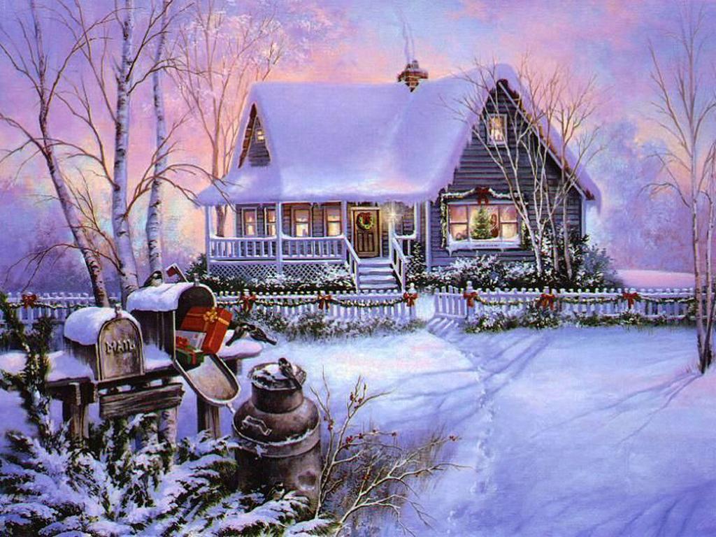 Nature's Seasons Image Winter Home Sweet Home HD Wallpaper