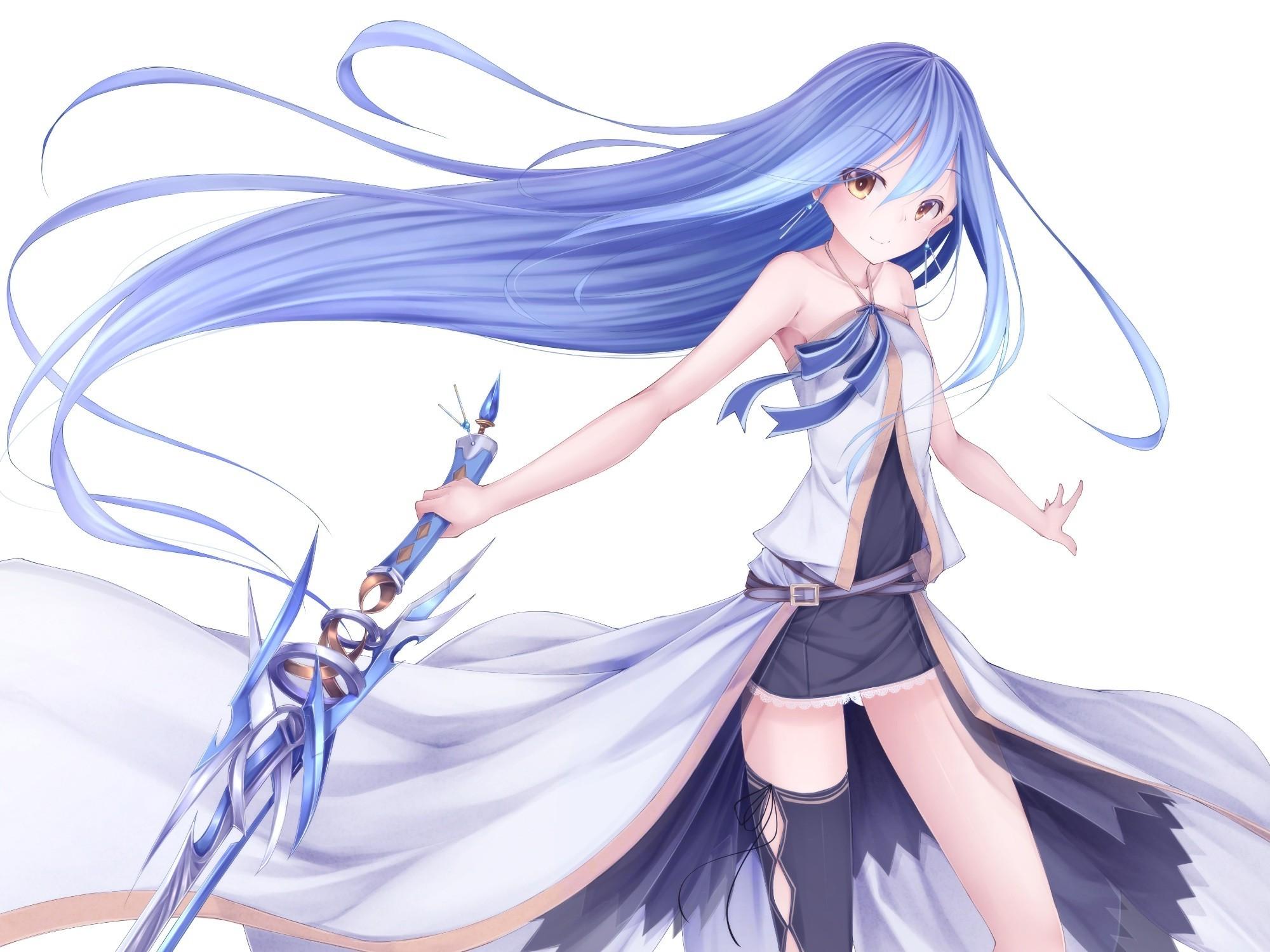 anime, Anime Girls, Blue Hair, Long Hair, Original Characters