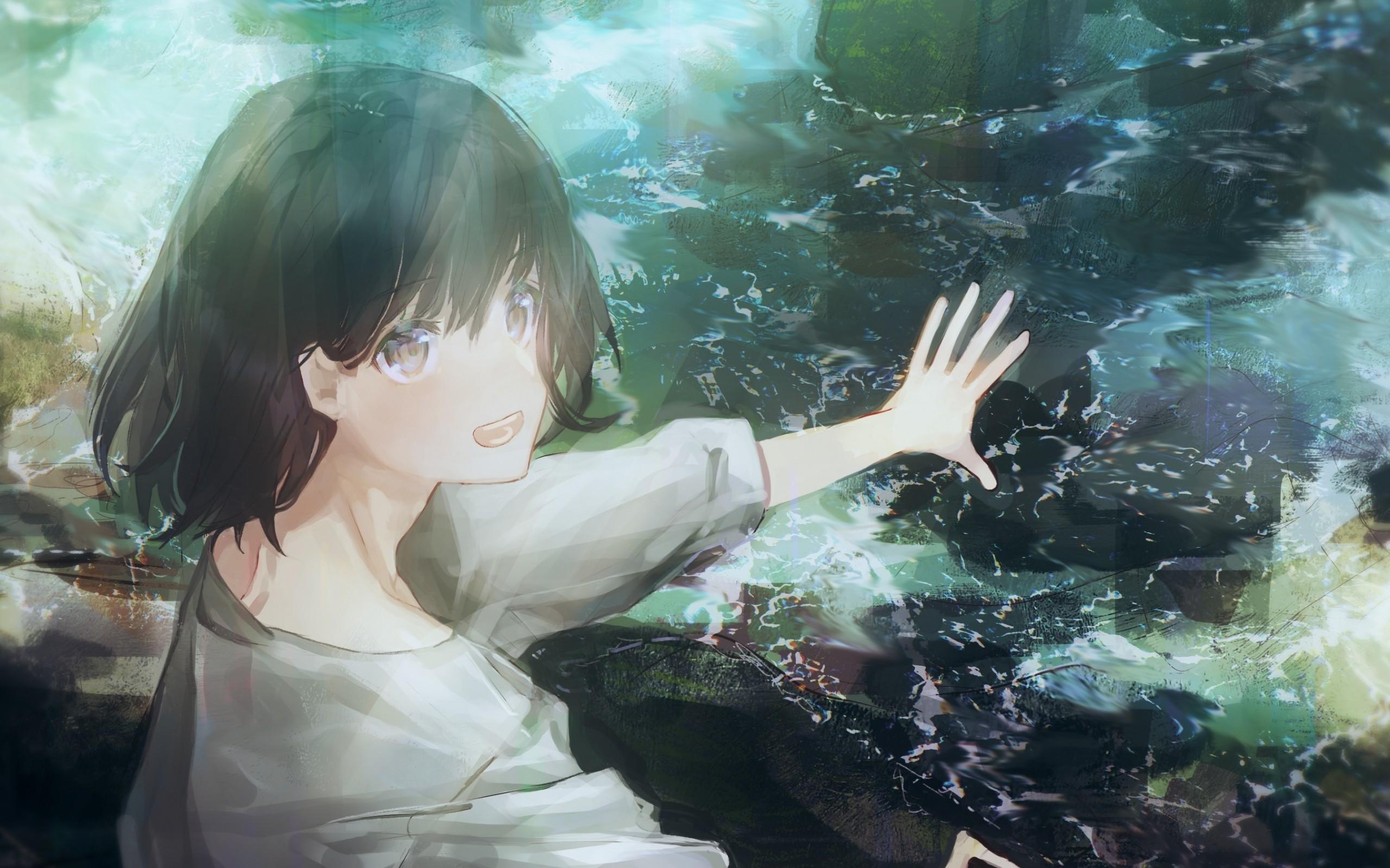 Девушка в воде арт аниме