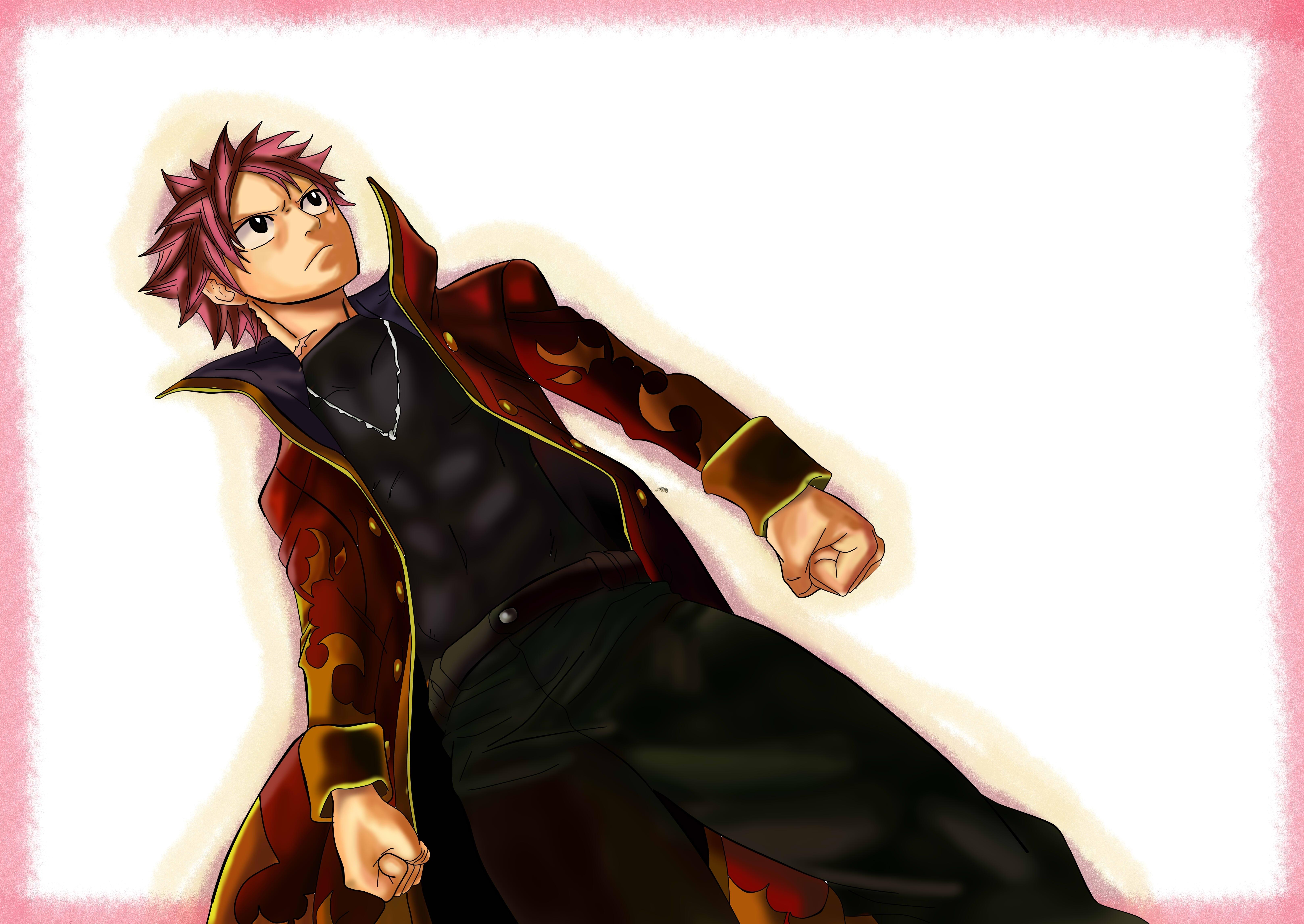 Fire pink hair red eyes fairy tail dragneel natsu anime anime boys