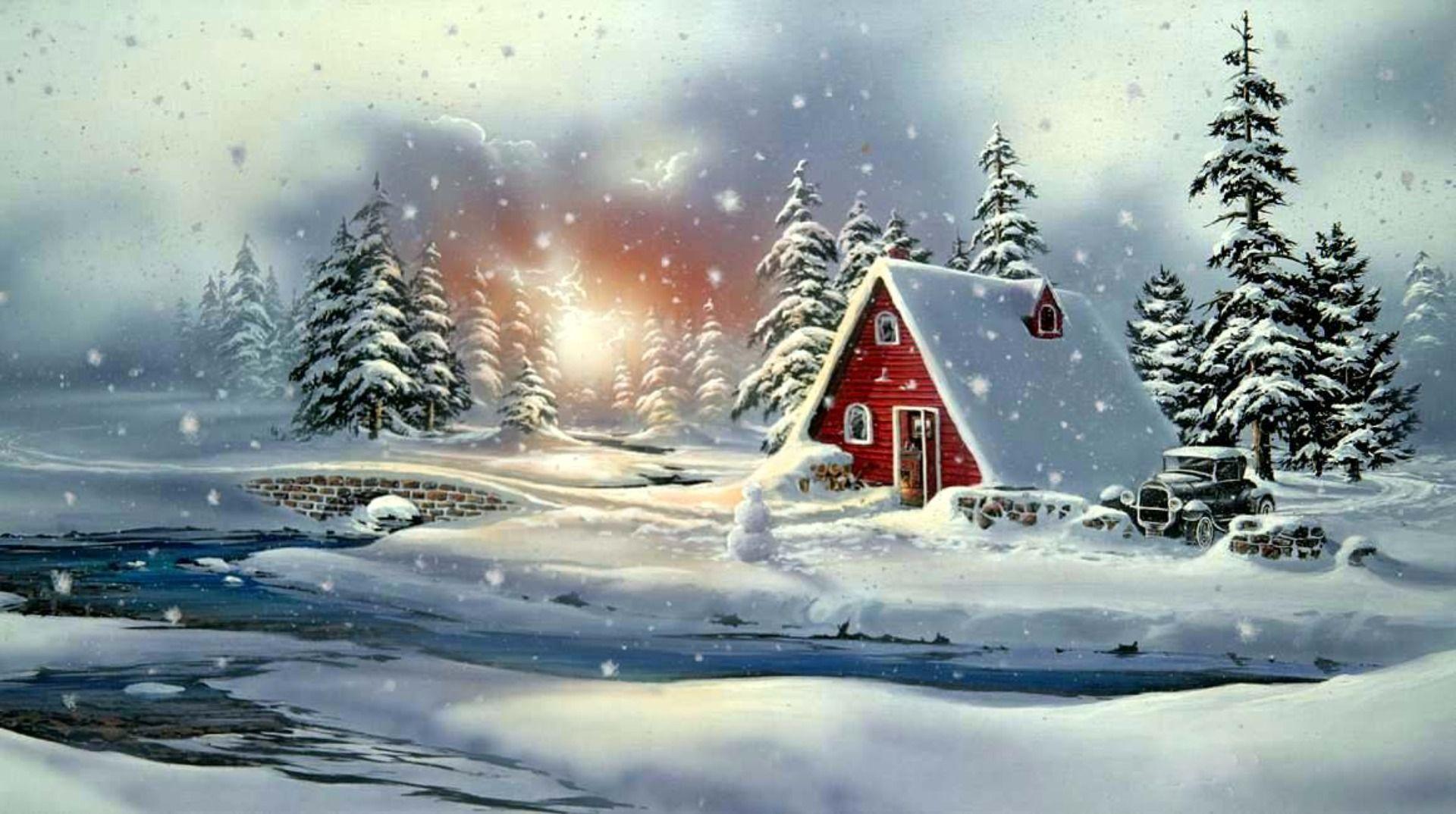 Cpvs Cabin Christmas. Wallpaper Christmas Snowy Cabin