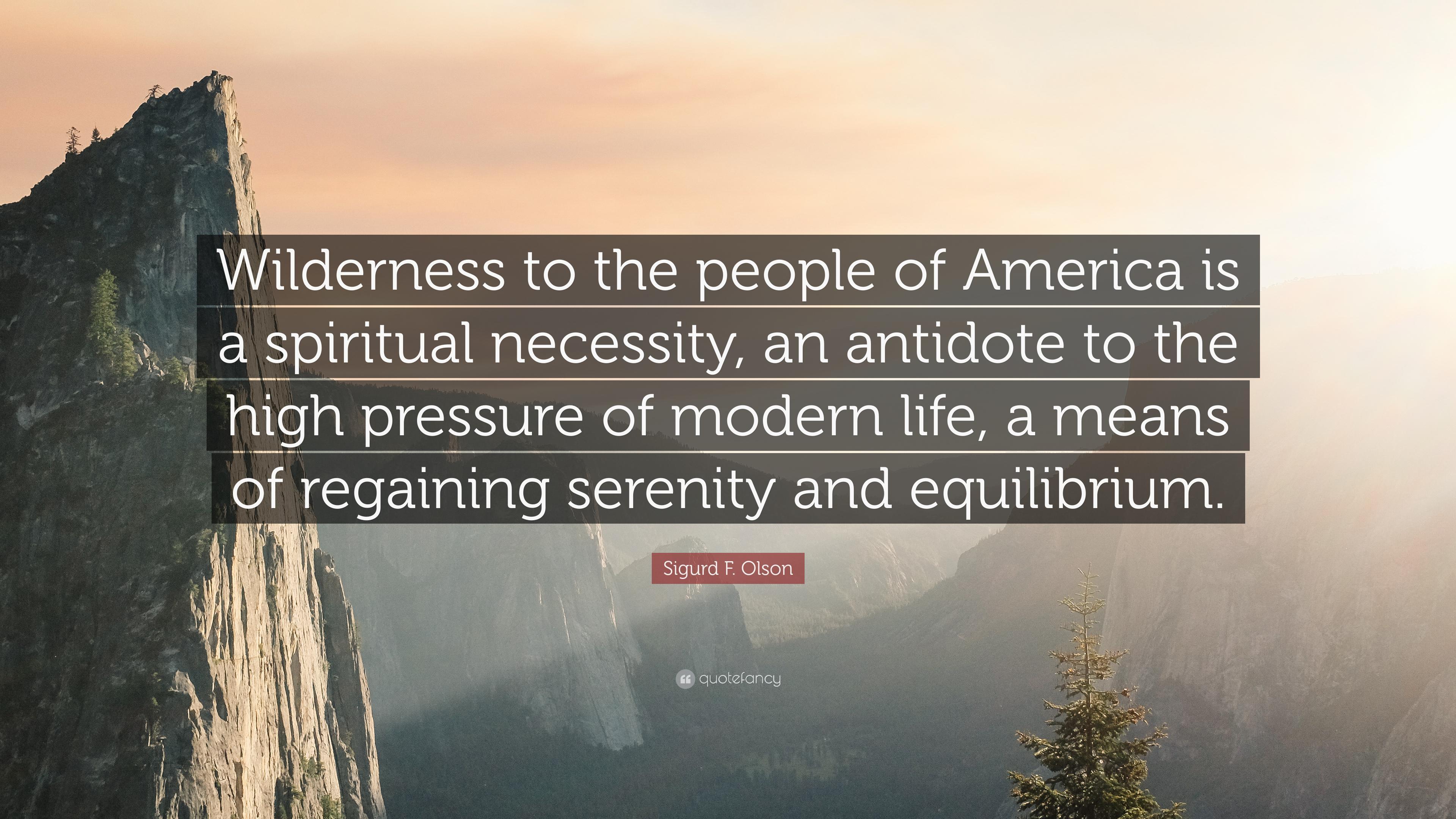 Sigurd F. Olson Quote: “Wilderness to the people of America