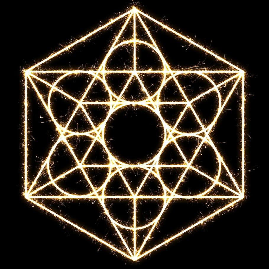 HD wallpaper: six edges symbol illustration, sacred geometry