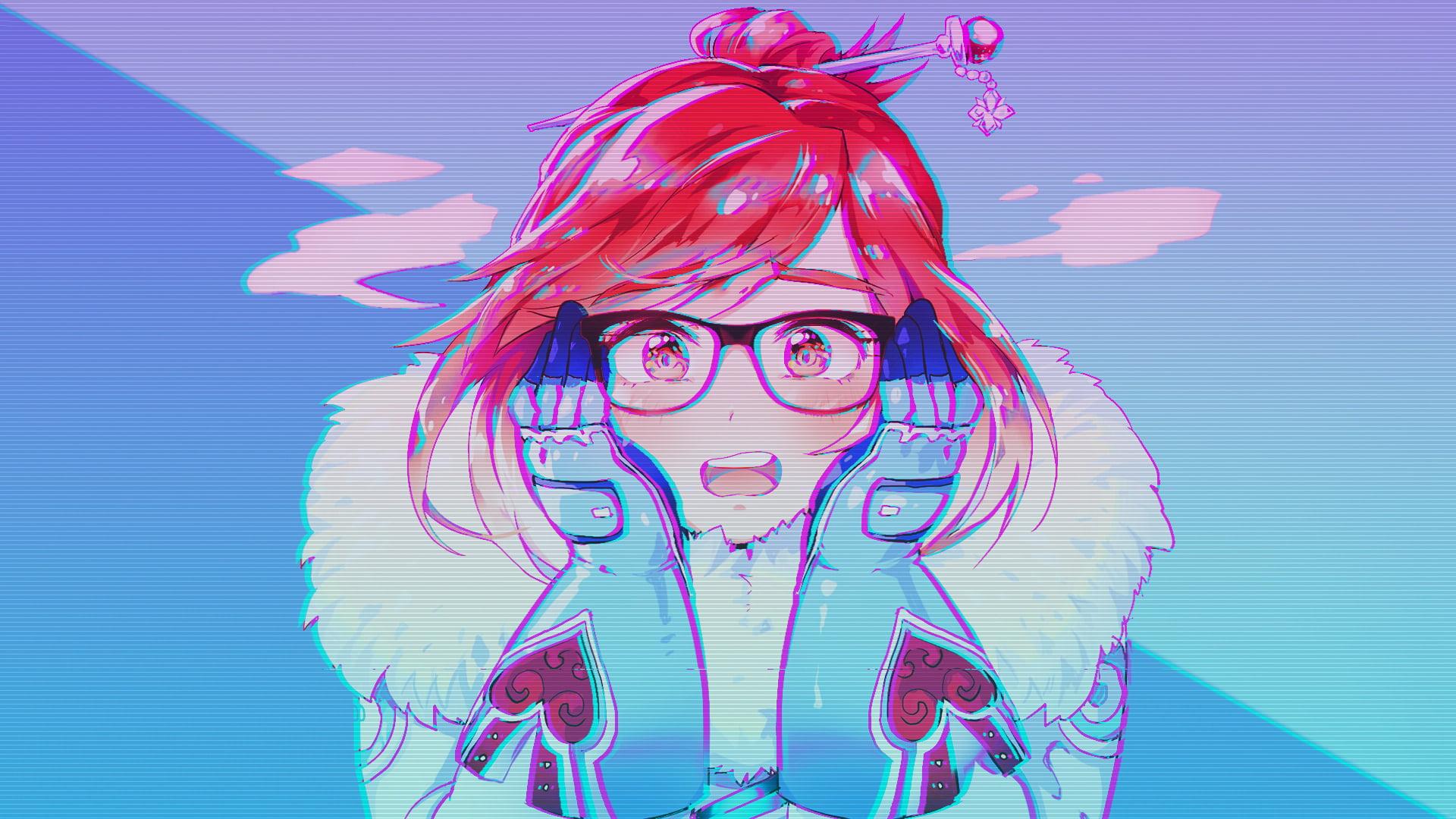 Female anime character illustration, Mei, Overwatch