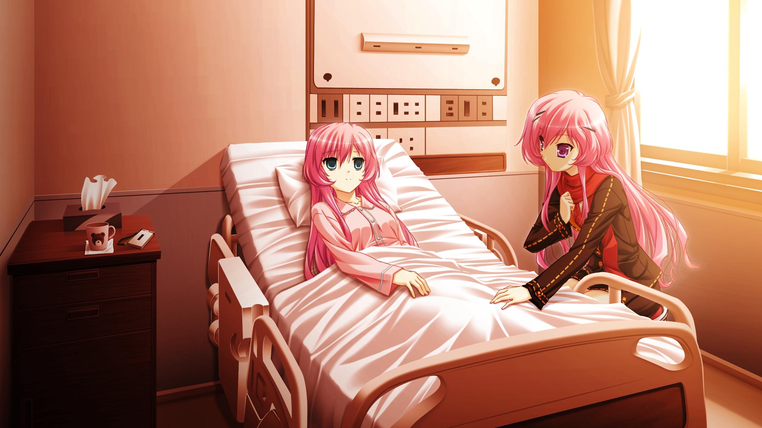 Download wallpaper 2560x1440 girl, hospital, bed, care