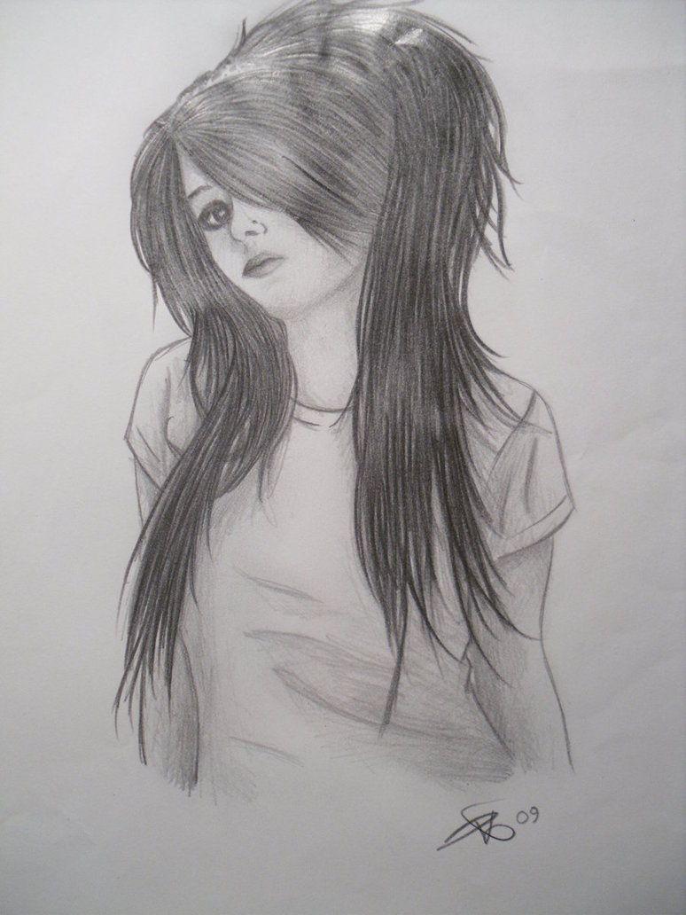 HD pencil sketch girl wallpapers