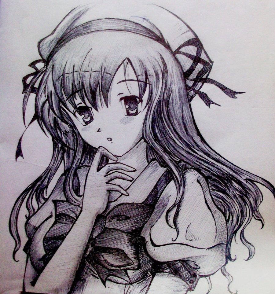 Anime Girl Drawing, Pencil, Sketch, Colorful, Realistic Art