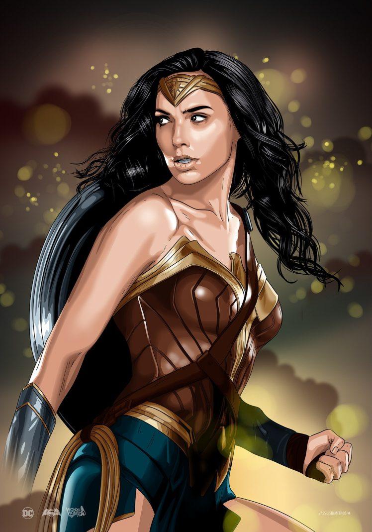 Wonder Woman, Gal Gadot, Illustration, Artwork, DC Comics, Vexel