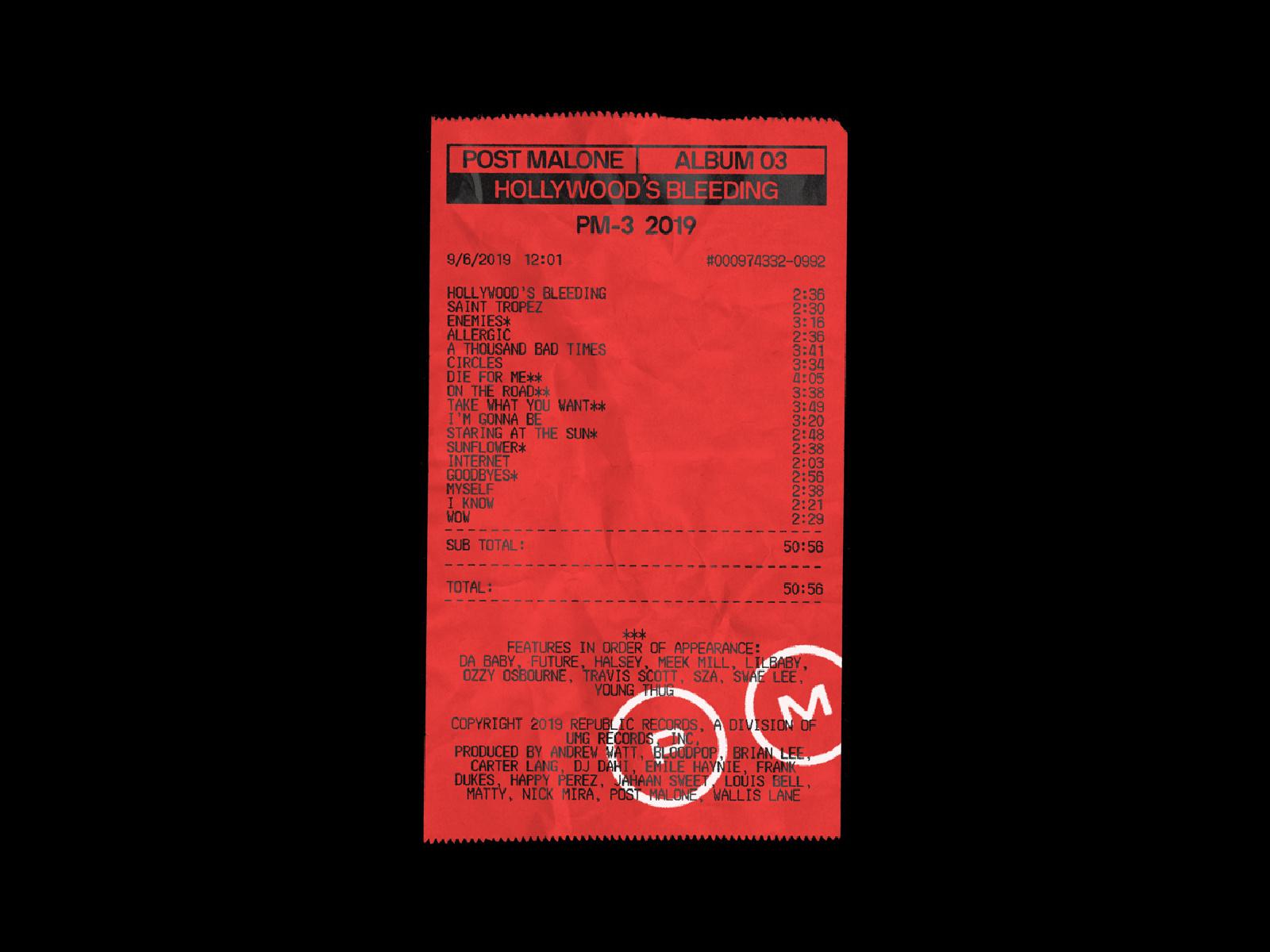 Post Malone's Bleeding Receipt