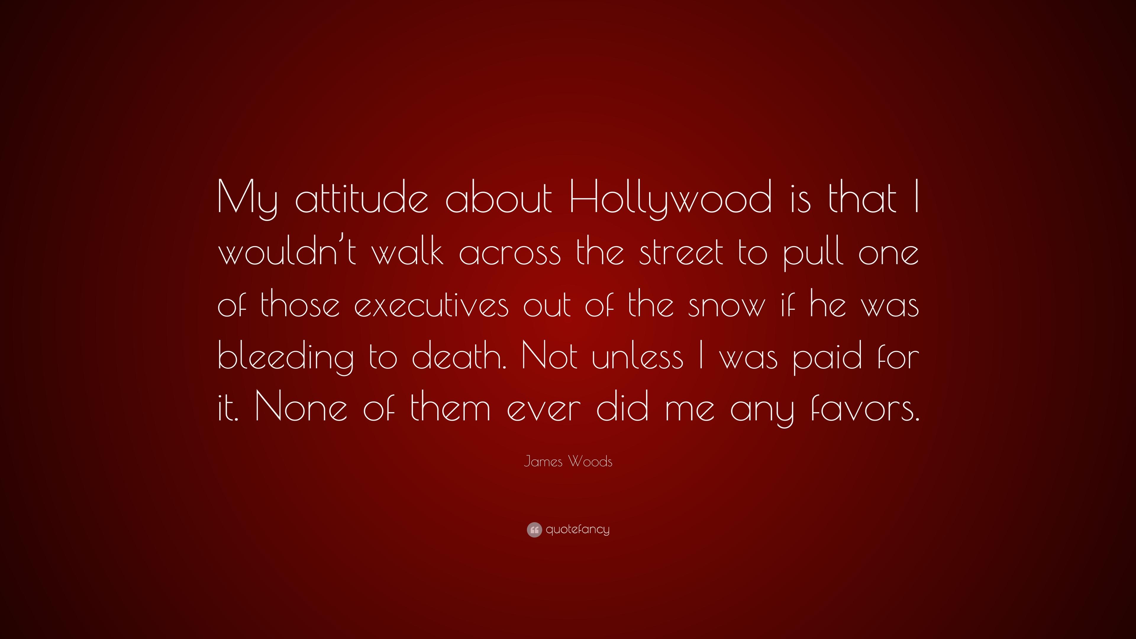 James Woods Quote: "My attitude about Hollywood is that I 
