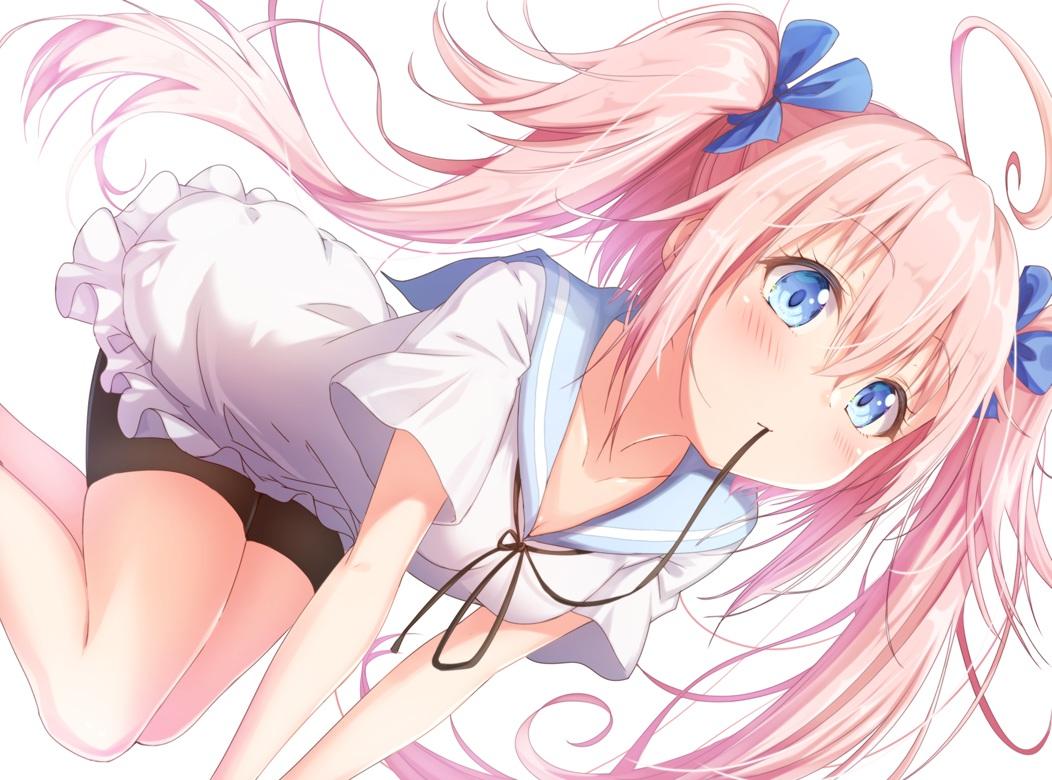 aqua eyes bike shorts blush dress long hair matokechi milim