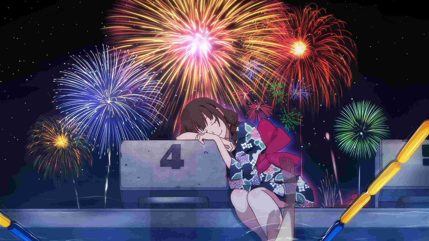 Download Love Kiss Anime Fireworks Picture | Wallpapers.com