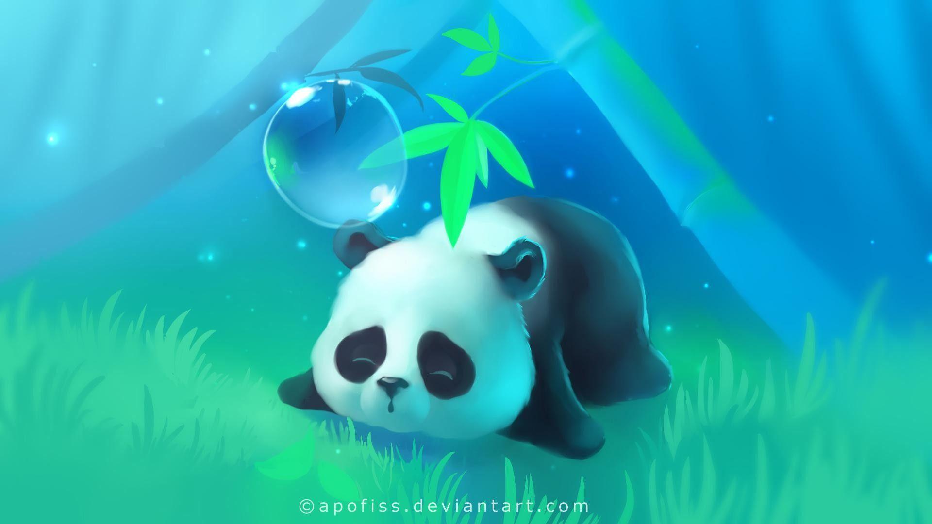 Kawaii panda, anime panda Stock Illustration