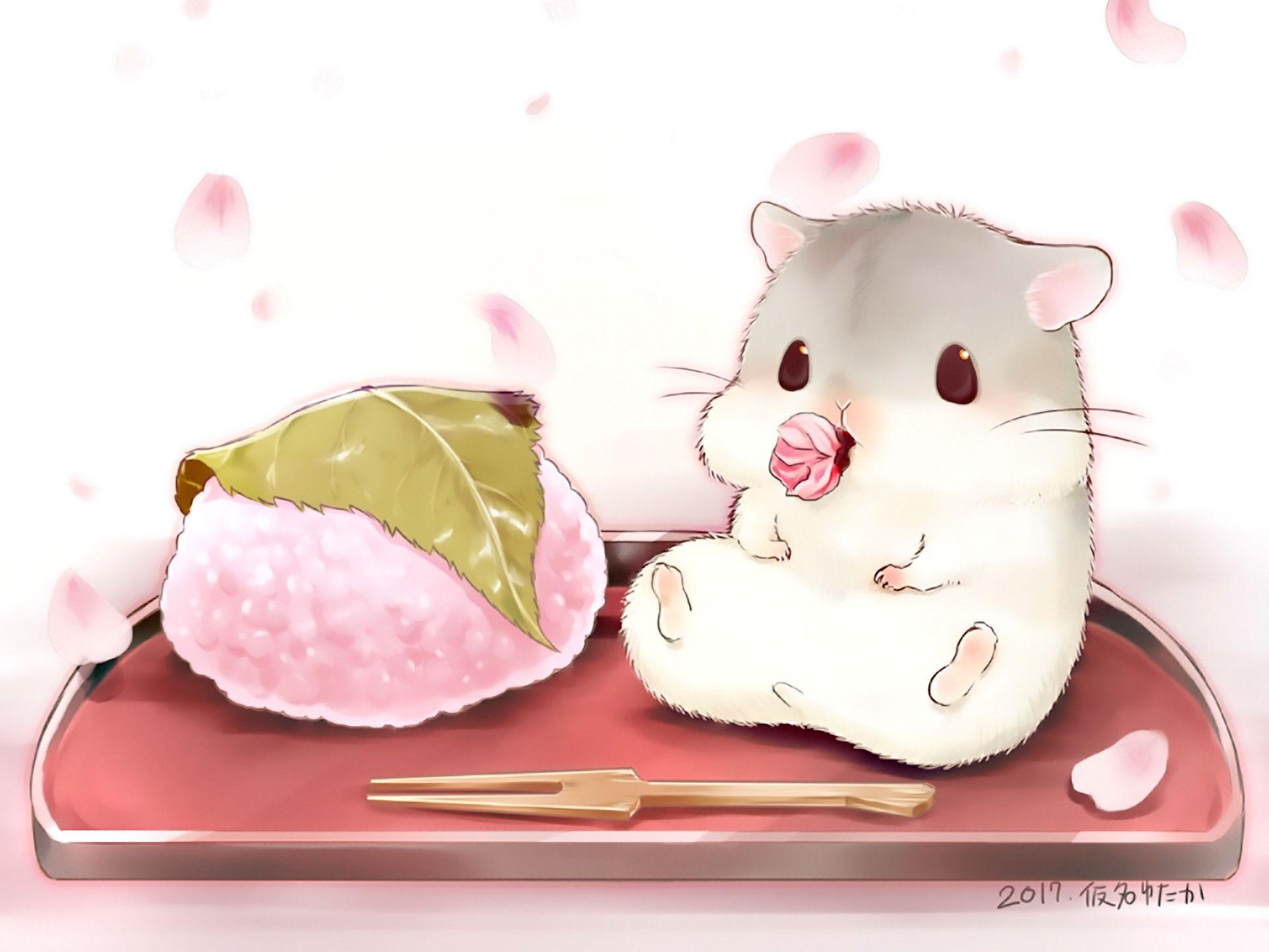 Res: 1920x Anime Hamster Cute Food Wallpaper