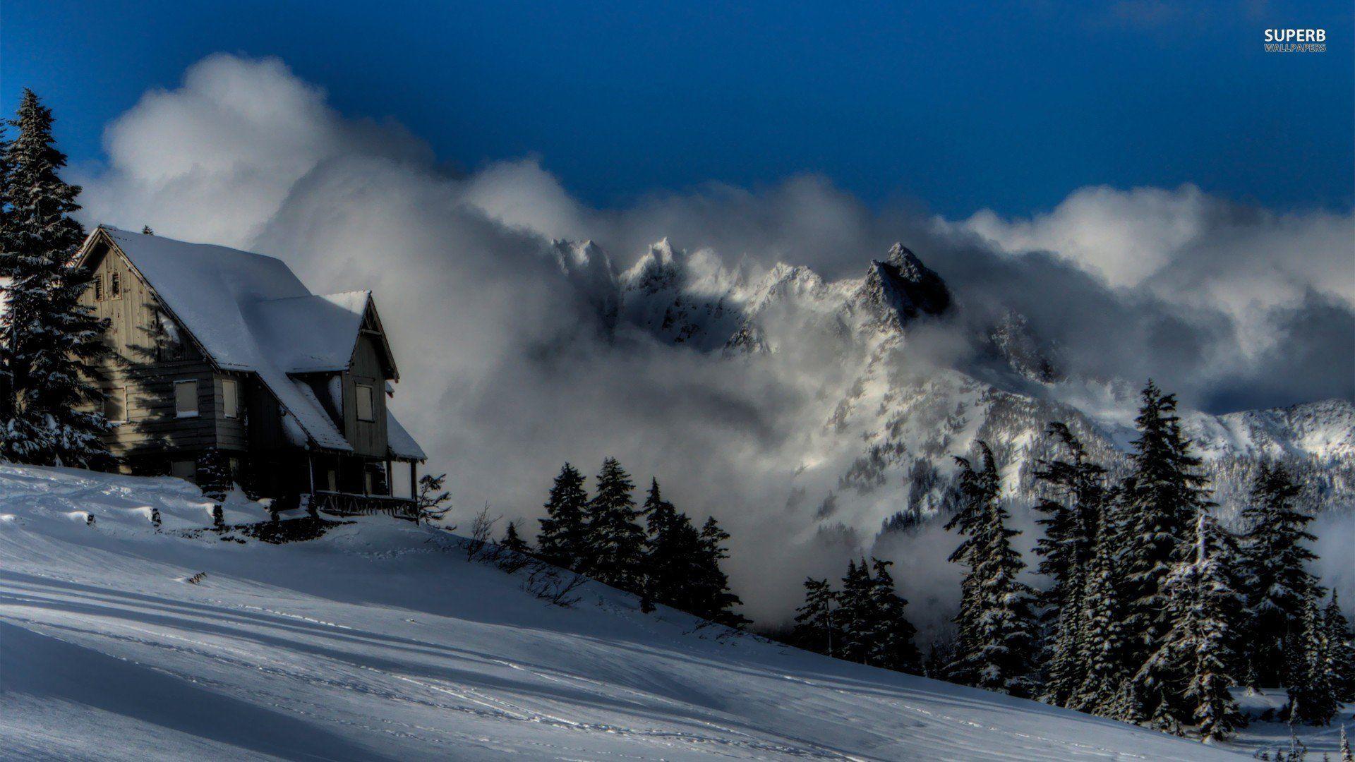 House Cabin Mountain Snow (1920×1080). Winter Landscape, Scenic, Winter Cabin
