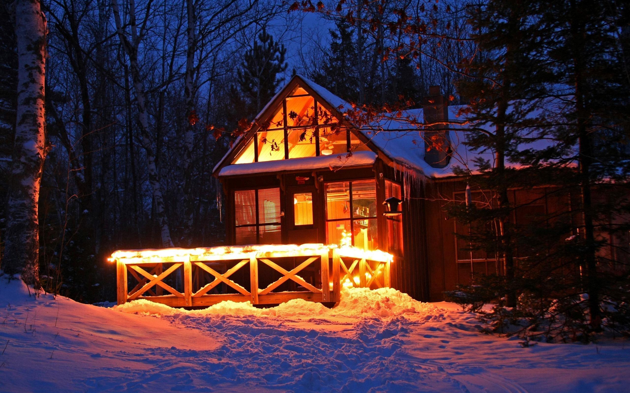 Country Cabin Winter Wallpaper