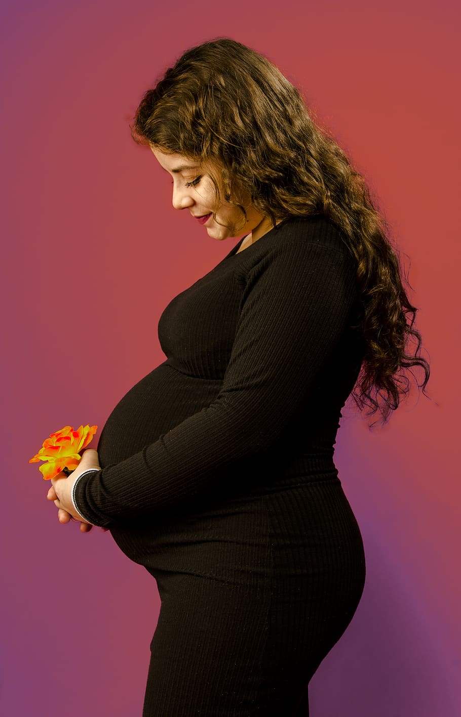 HD wallpaper: pregnant woman, flower, belly, mother, big