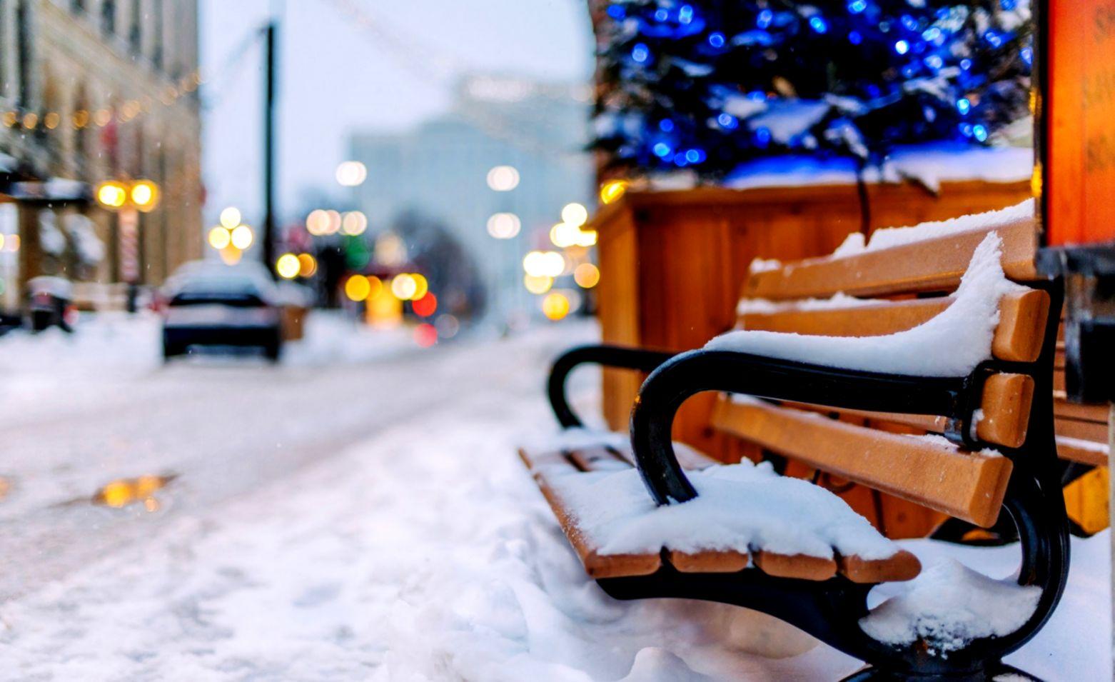 Winter Snow Bench Cars City Hd Wallpapers