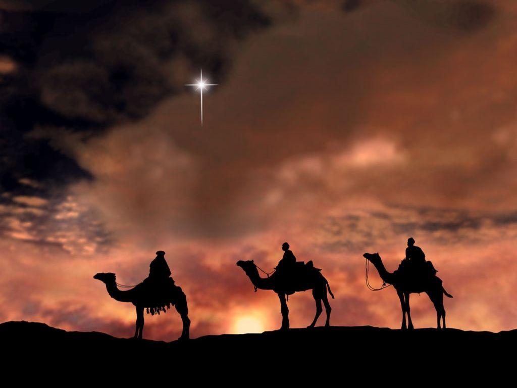 Magi Wise Men. The three wise men following the star HD