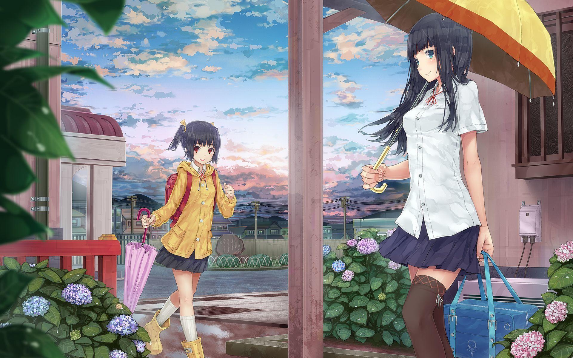 Girls coming home from school Wallpaper