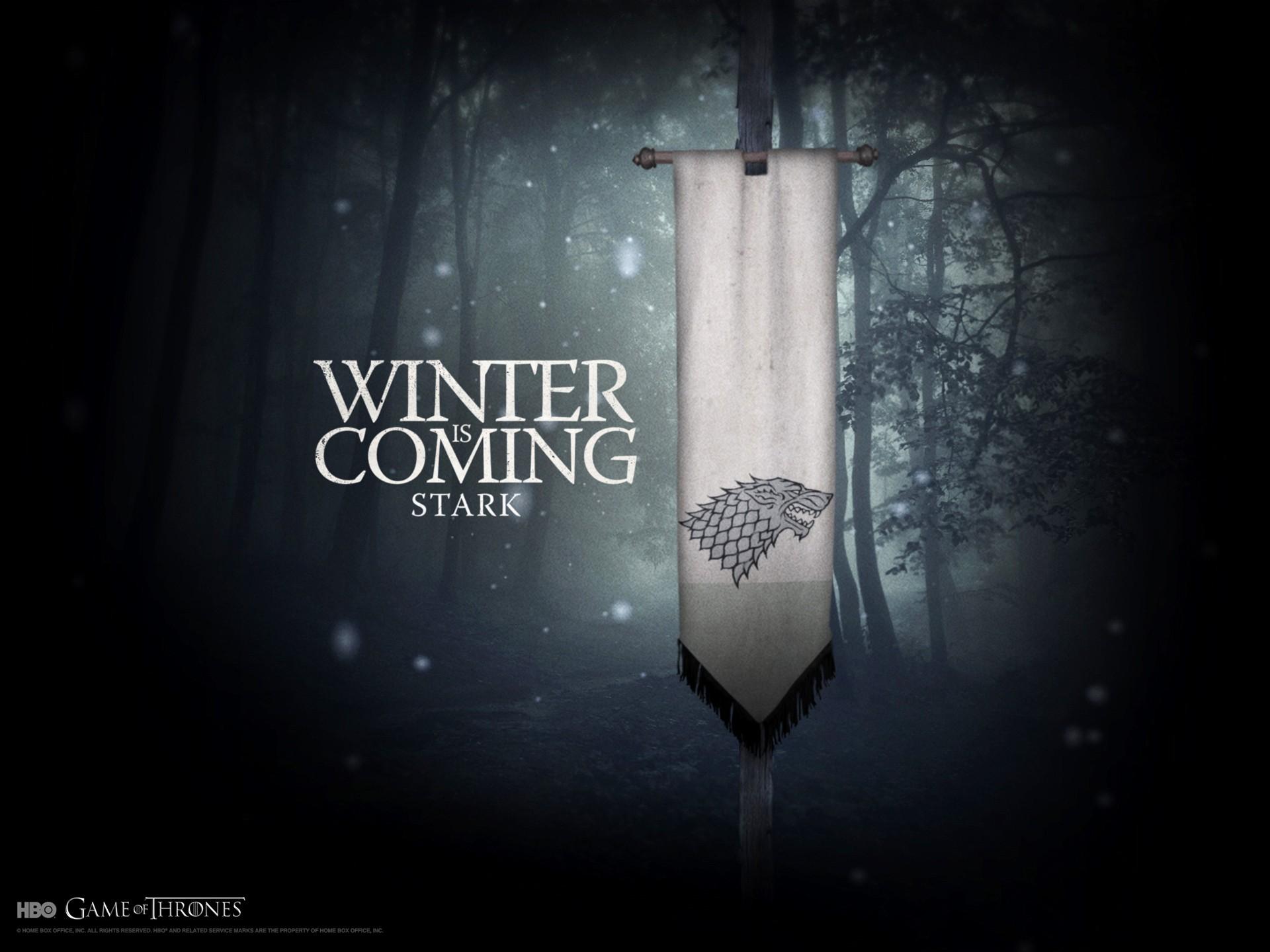 Game of Thrones, flags, dark, Winter is Coming, House Stark