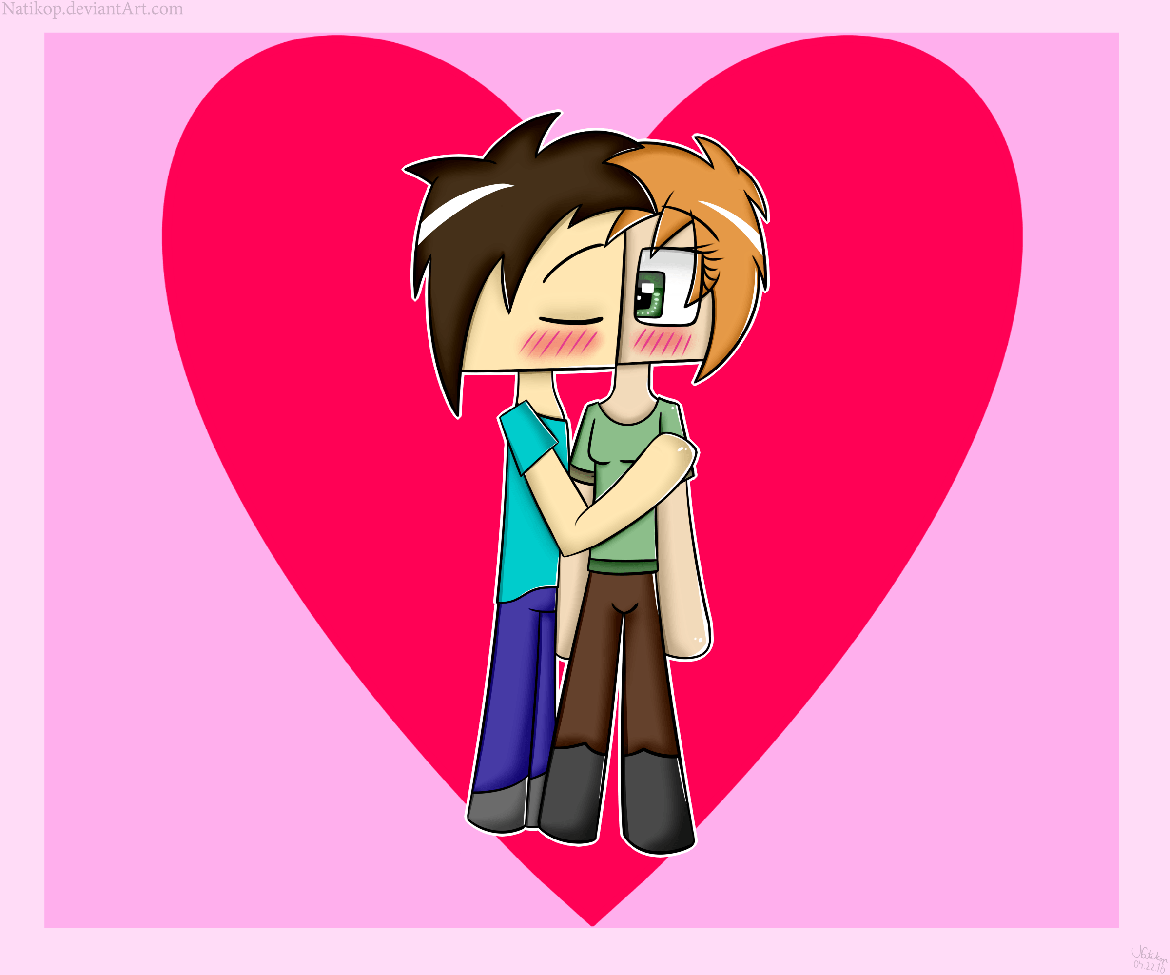 Minecraft steve and alex kissing