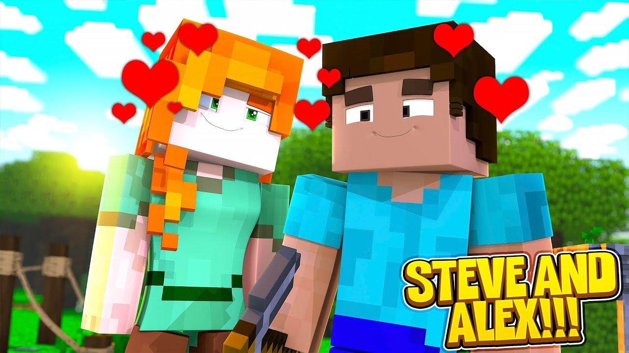 Minecraft steve and alex kissing