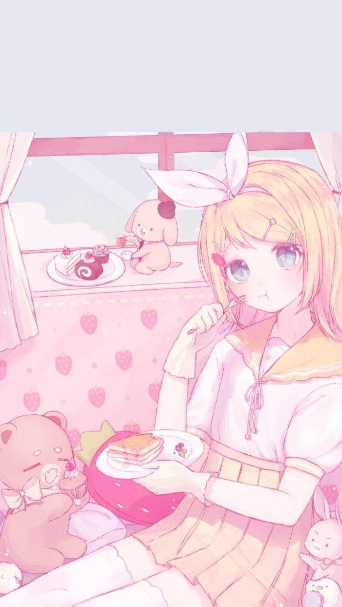 kawaii pink anime wallpaper kawaii
