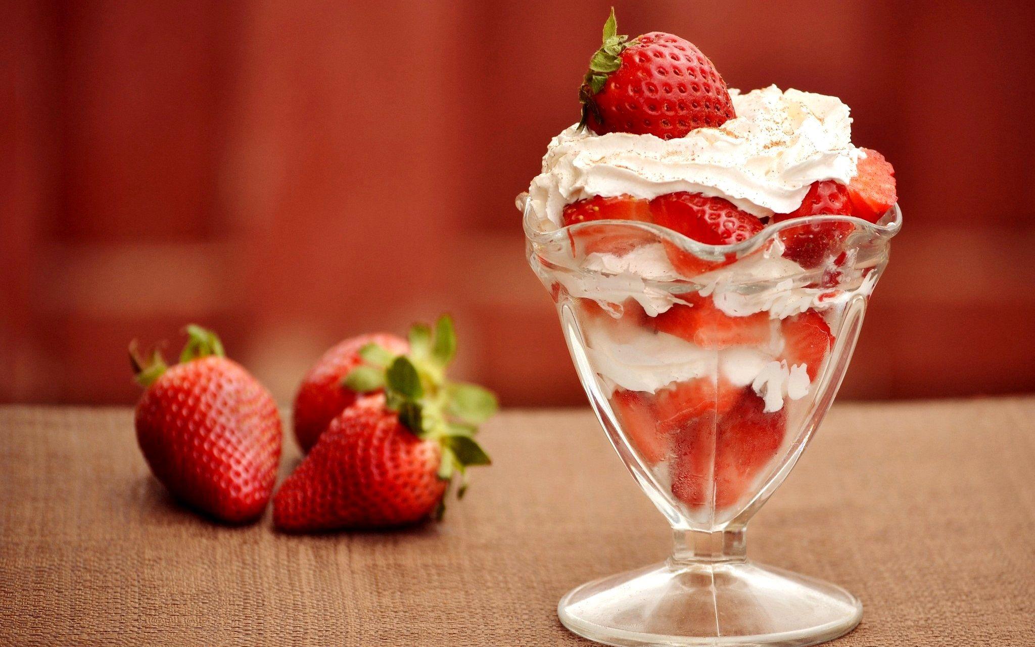 Strawberry Ice Cream Fruit HD Wallpaper in 2019