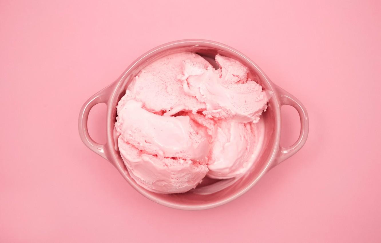 Wallpaper Cup, Pink cubed, strawberry ice cream image for desktop, section минимализм
