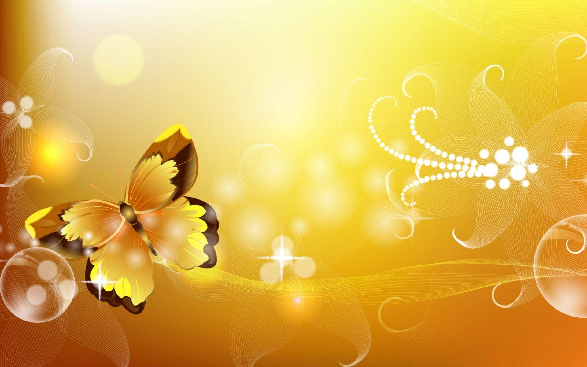 Golden Butterfly and Abstract Wallpaper. All is Wall