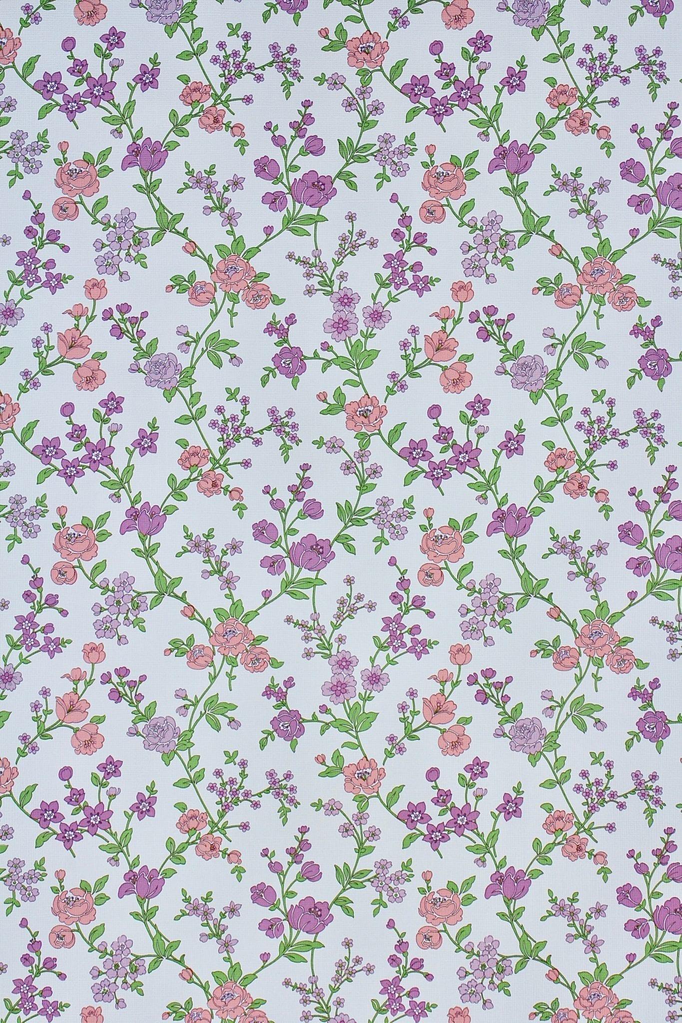 Purple Vintage Floral Wallpaper