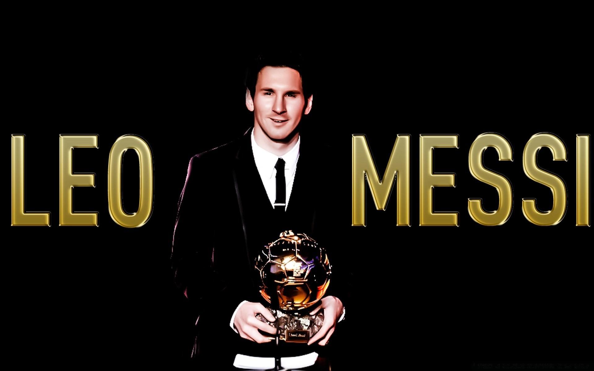 Messi with the Ballon d'or