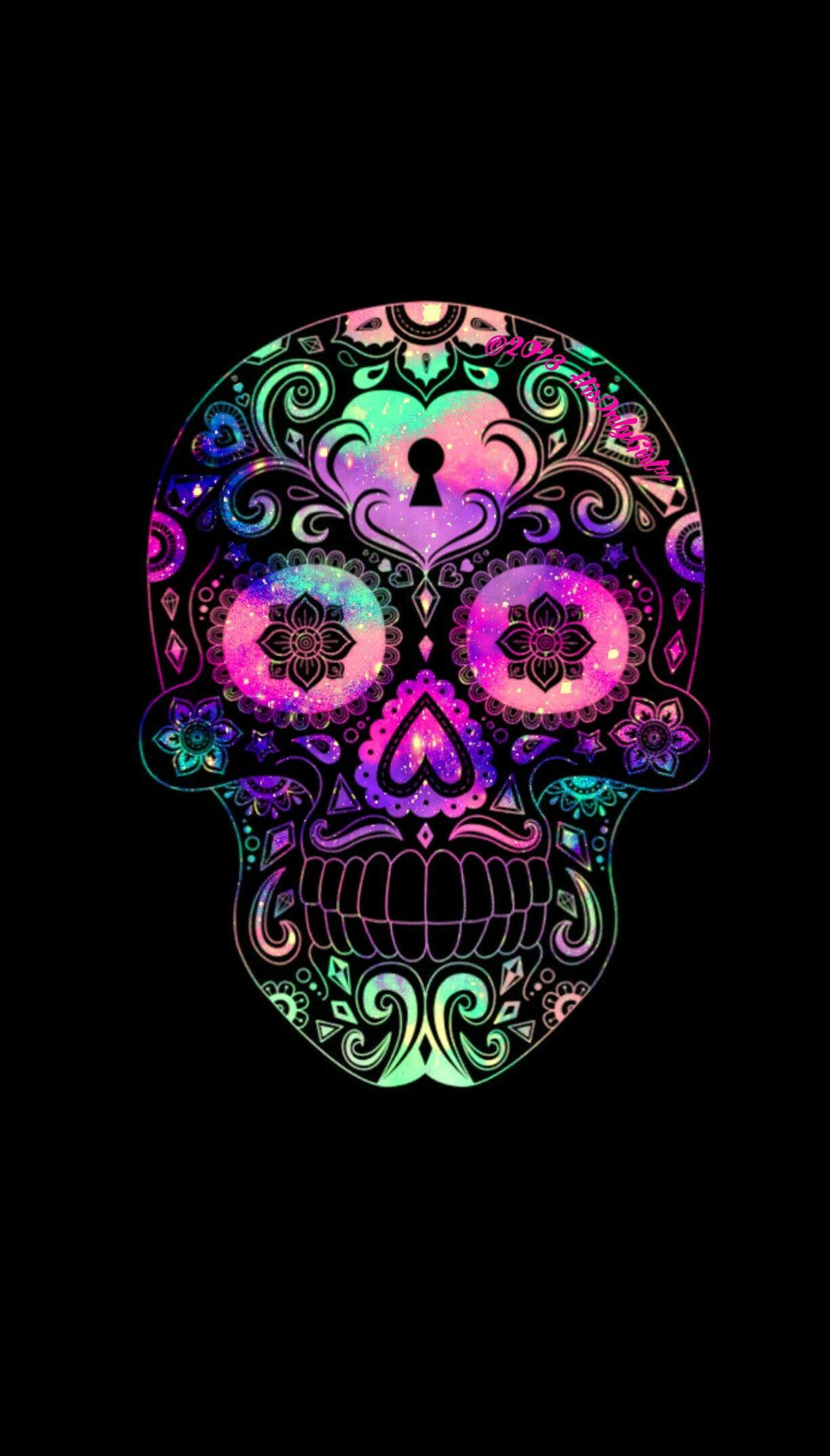 Colorful candy skull iPhone & Android galaxy wallpaper I created