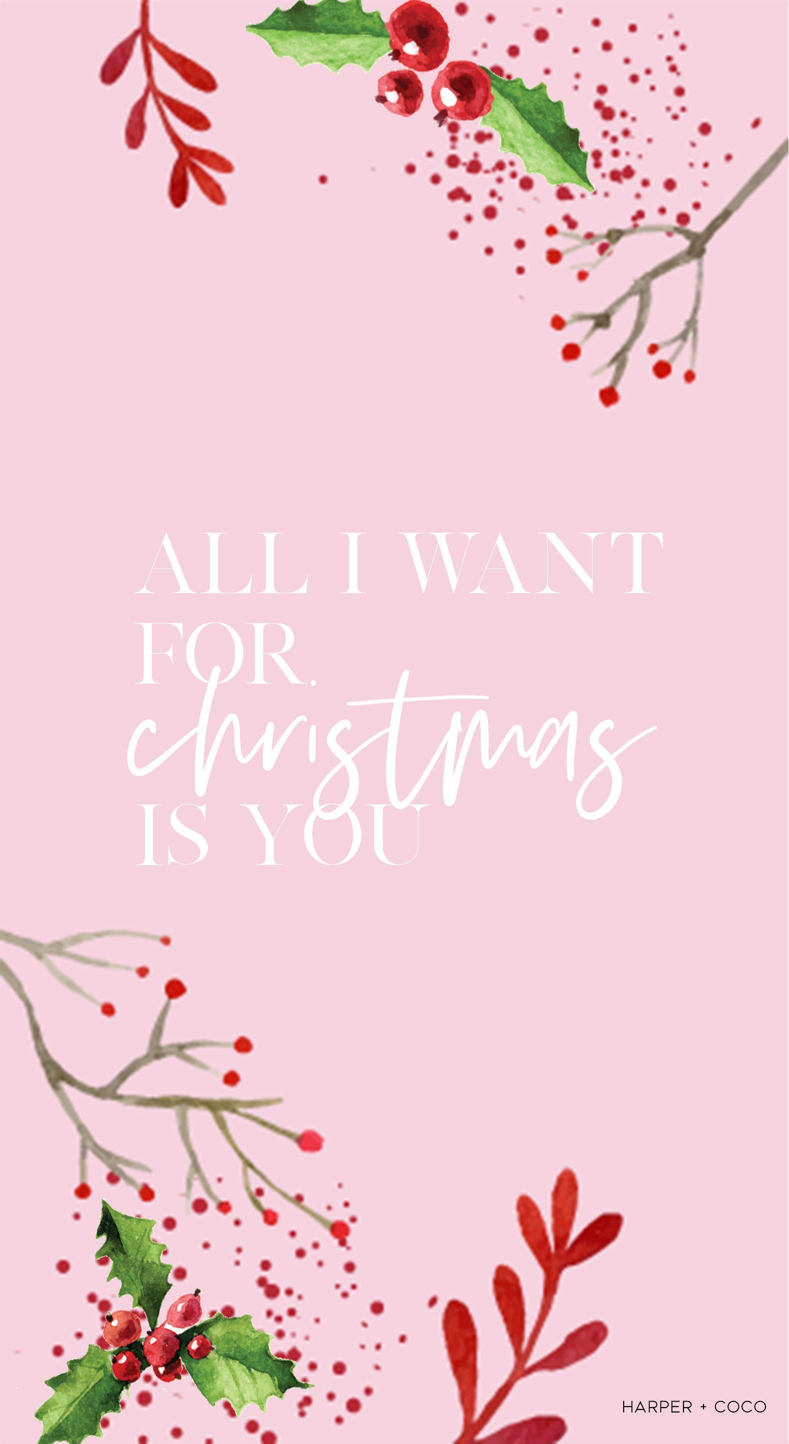 All I want for Christmas is you iPhone wallpaper. Pink
