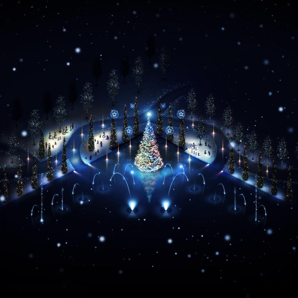 Lovely Christmas Trees Lighting iPad Wallpaper Free Download