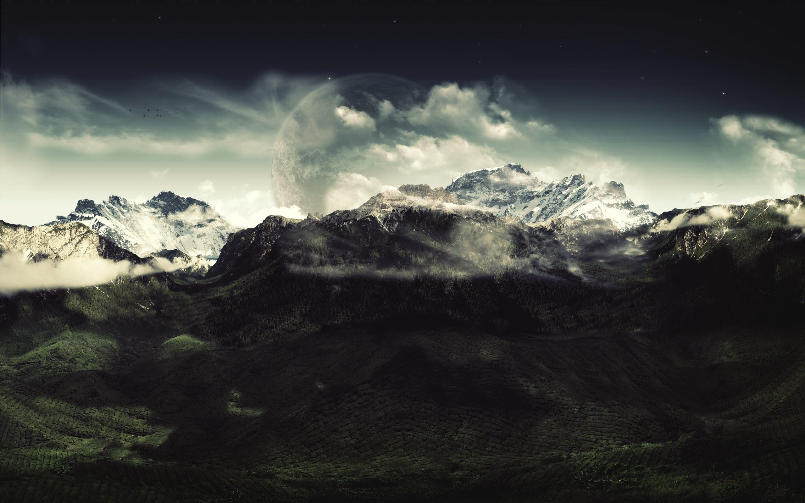 Mountain, Clouds, Dark, Nature, Landscape Wallpaper