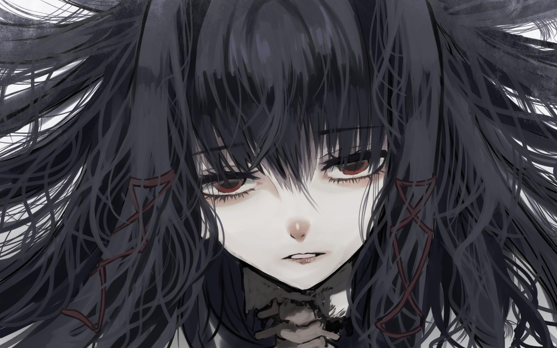 Download 1920x1200 Anime Girl, Gothic, Close Up, Depressed