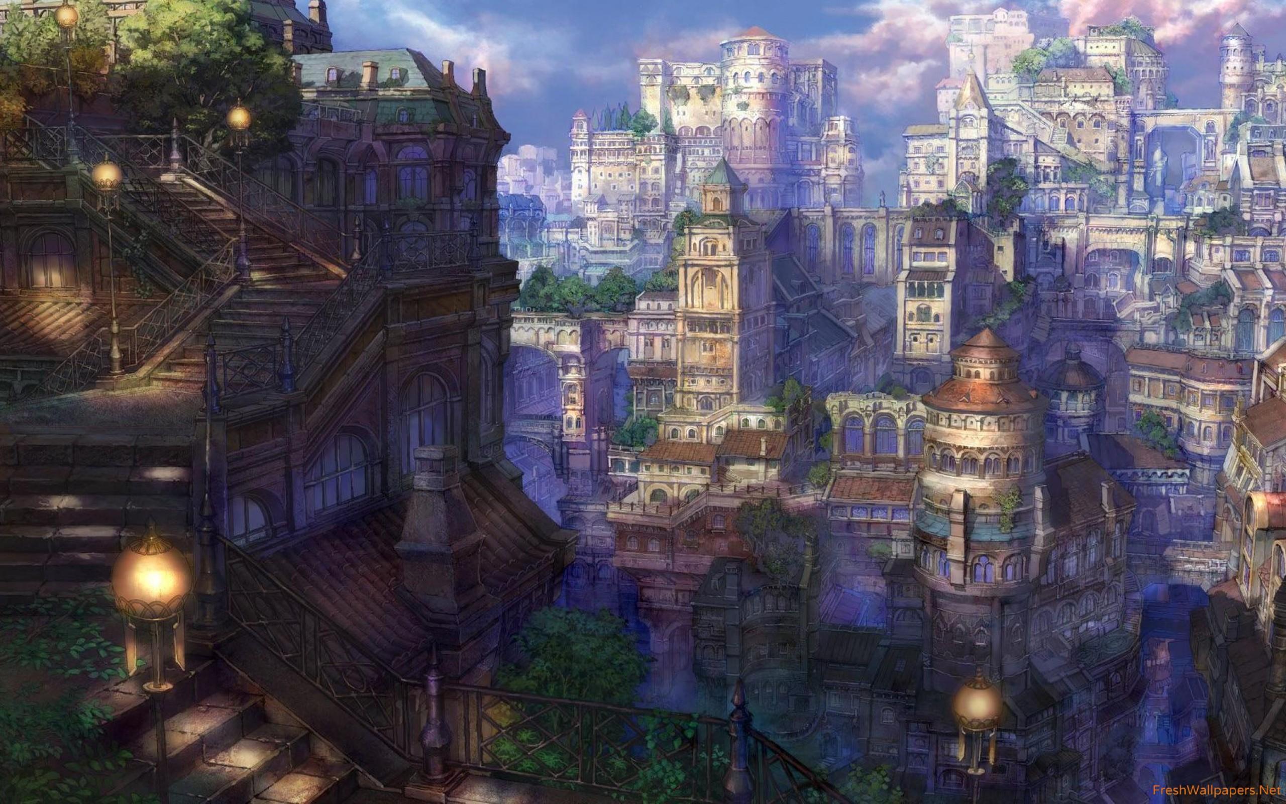 Anime town wallpaper