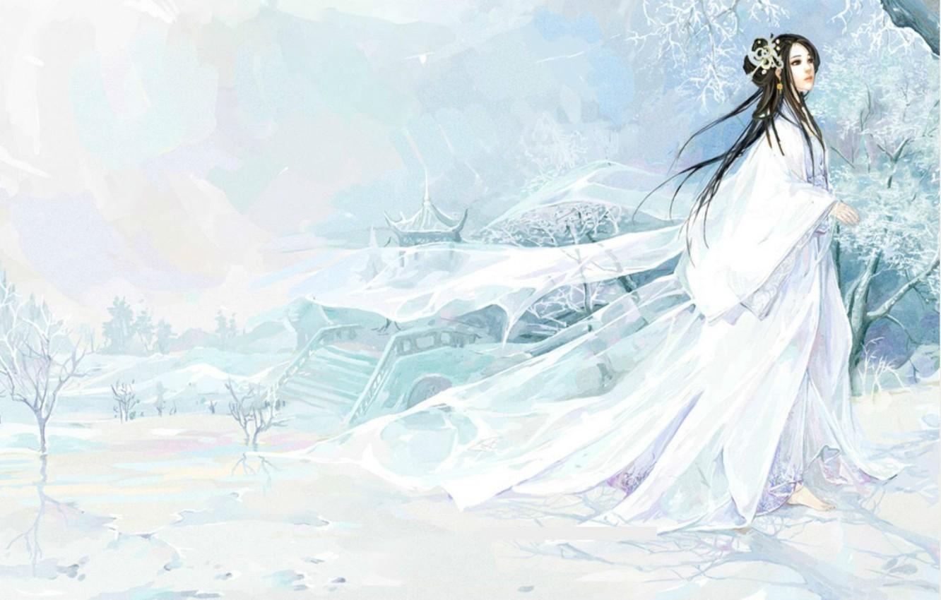 Wallpaper frost, snow, ladder, priestess, gazebo, winter