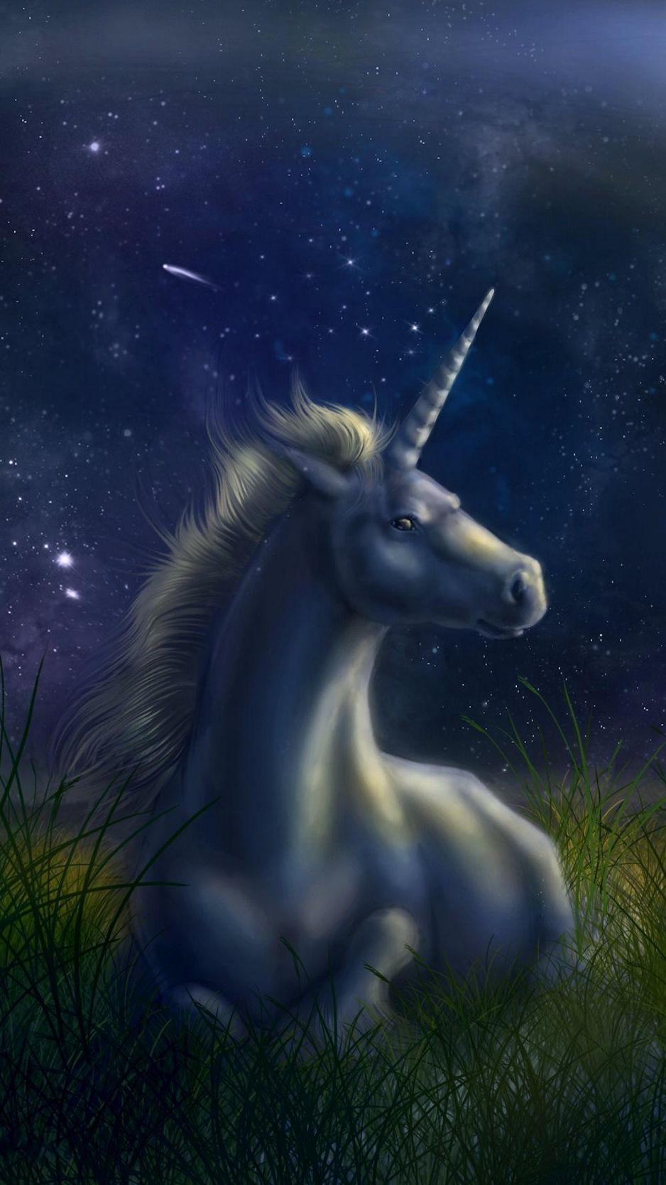 Download wallpaper 938x1668 unicorn, night, space, planets