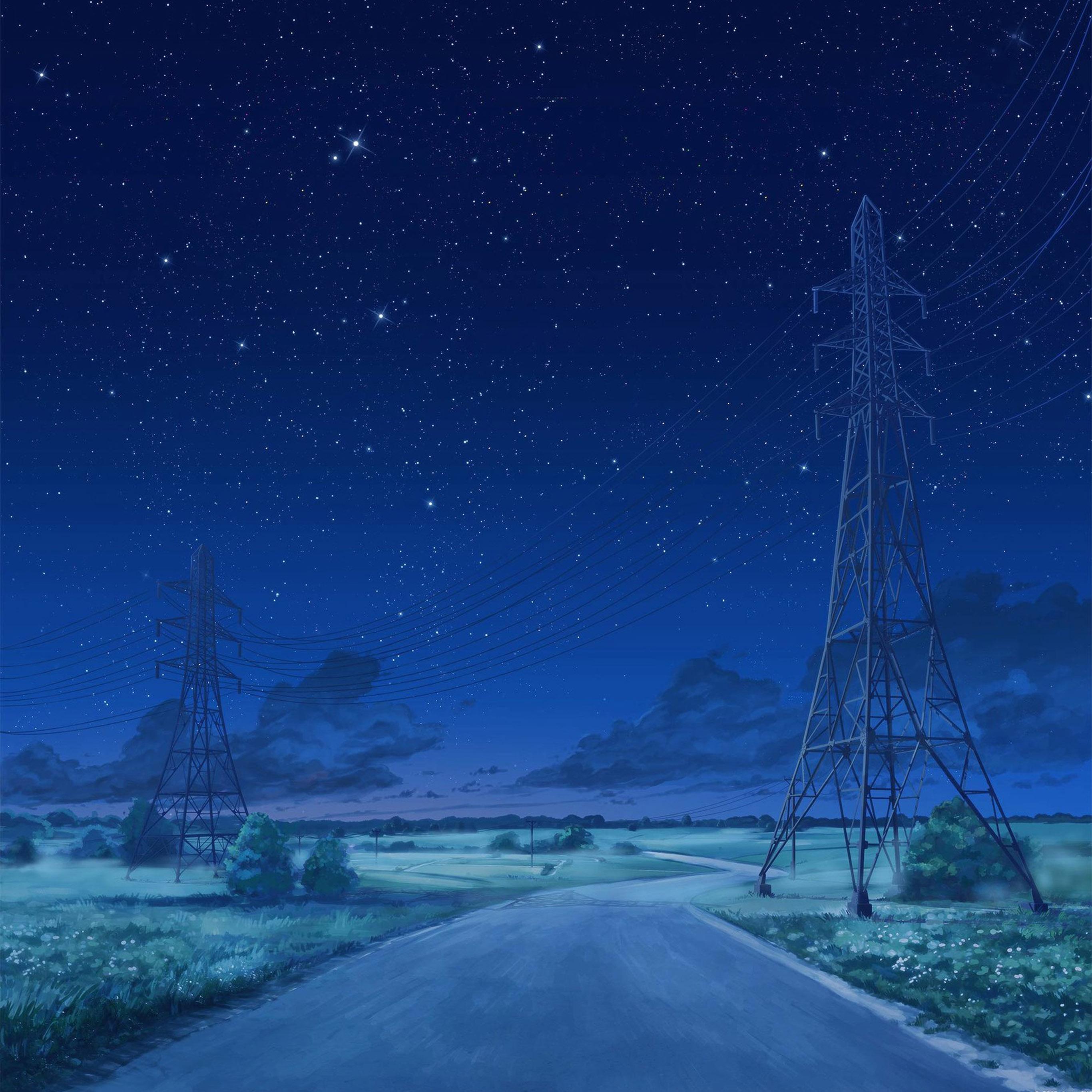 Arseniy Chebynkin Night Sky Star Blue Illustration Art Anime