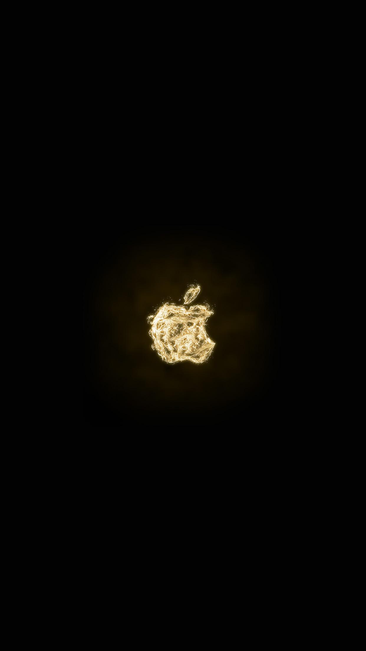 iPhone X wallpaper. apple logo dark water gold art illustration