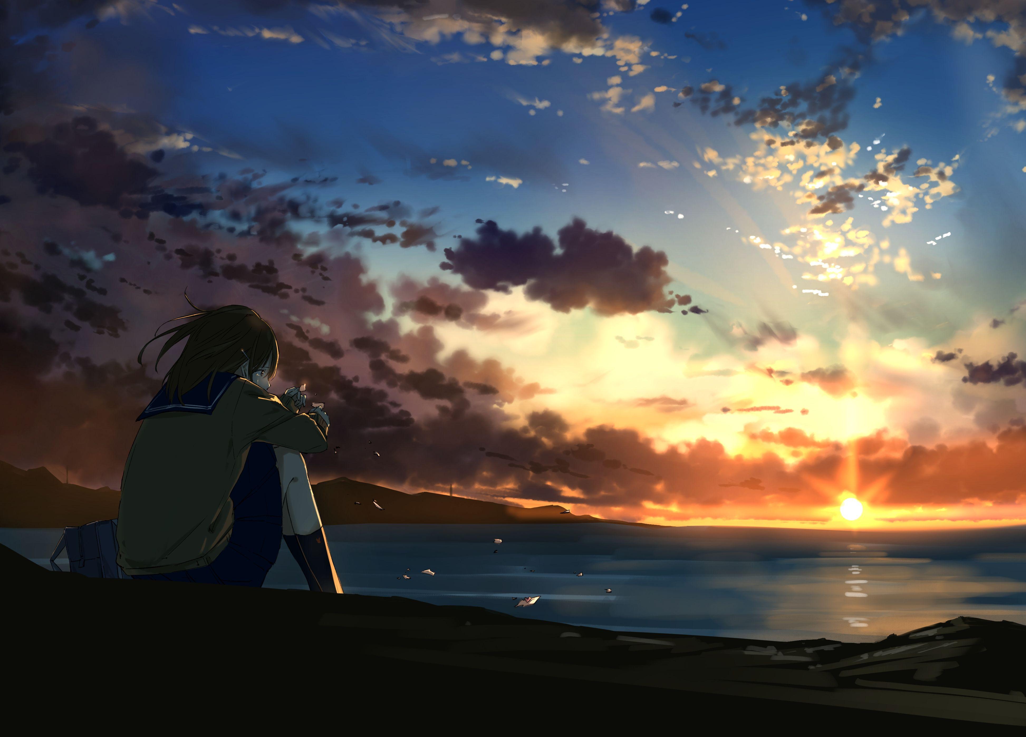 Loneliness Sunset 4k Anime Wallpapers Wallpaper Cave