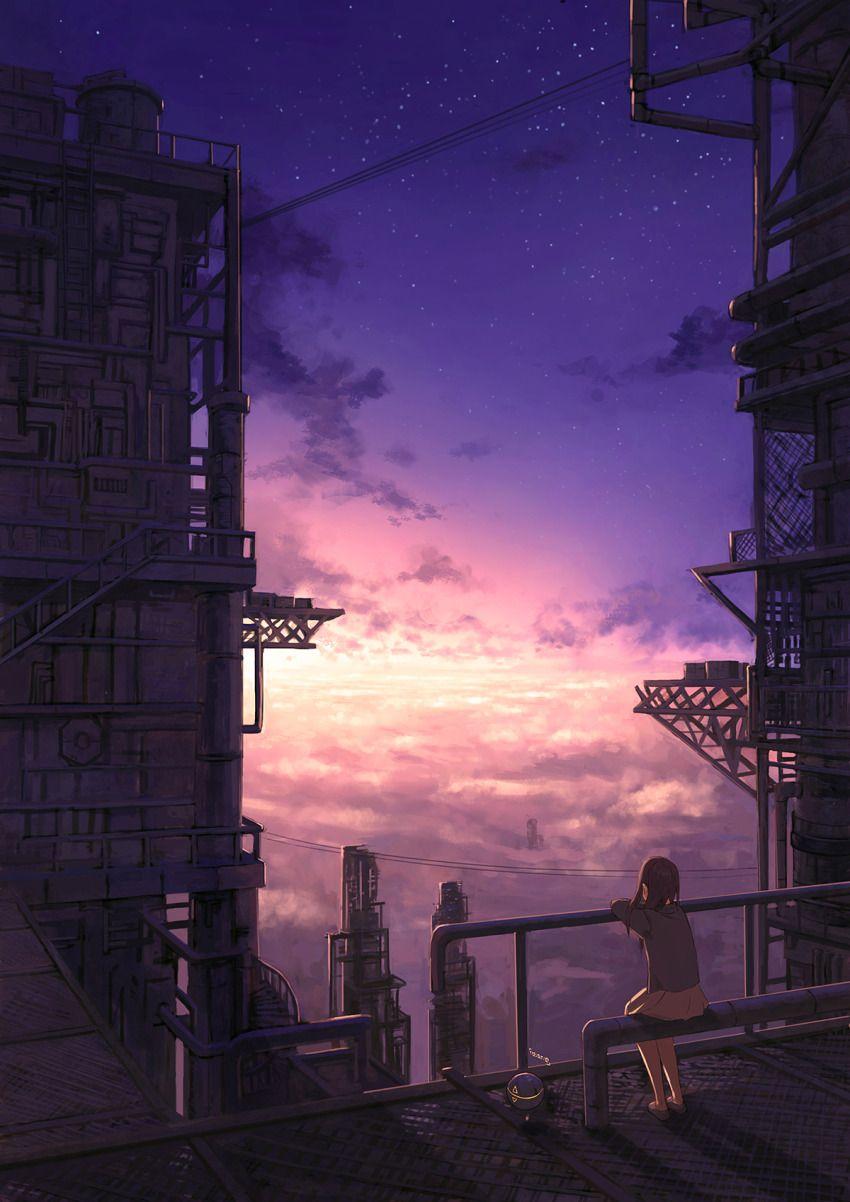 Lonely Heights. Anime art, Anime scenery, Anime artwork