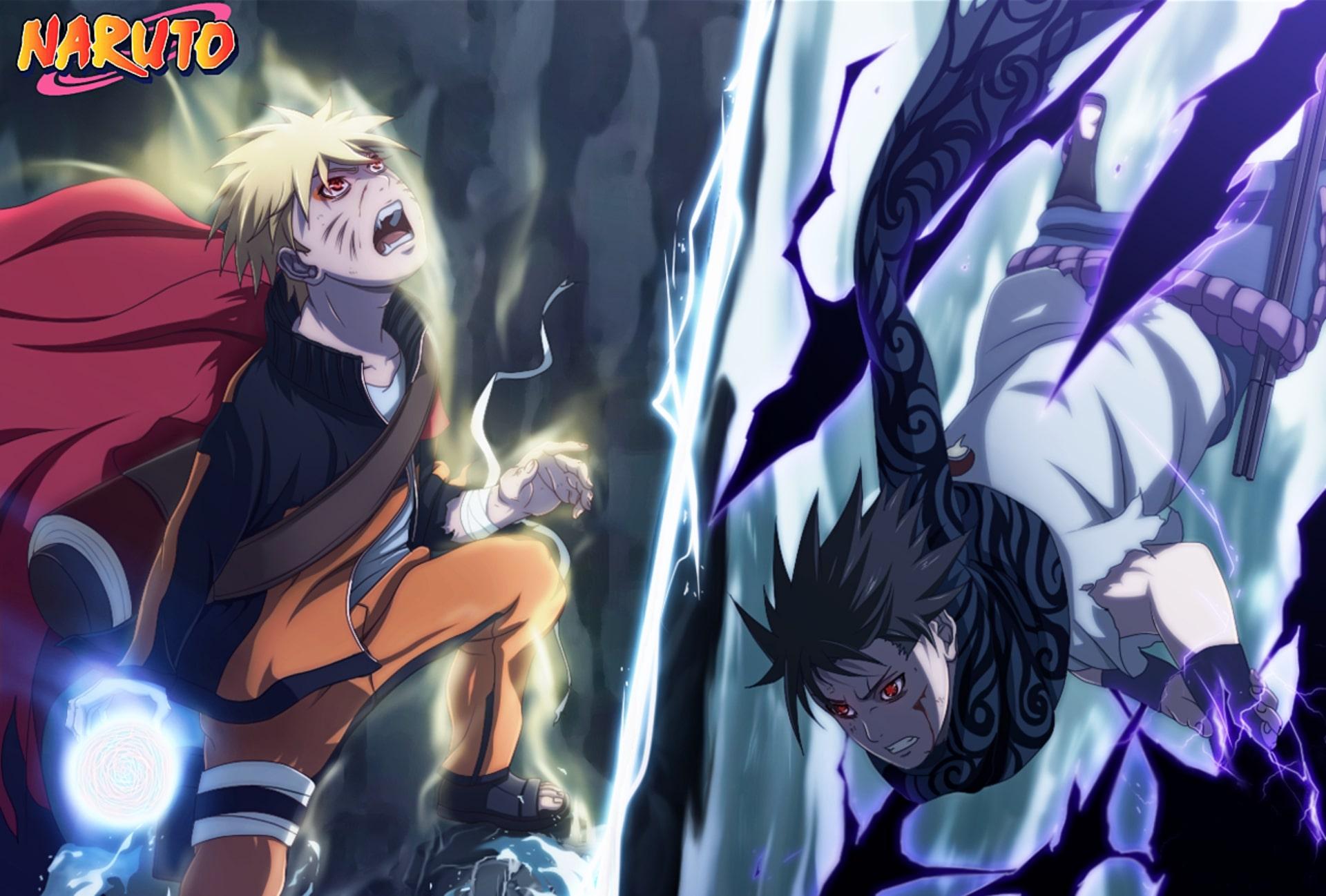 Wallpaper of Anime, Fight, Naruto Uzumaki, Sasuke Uchiha