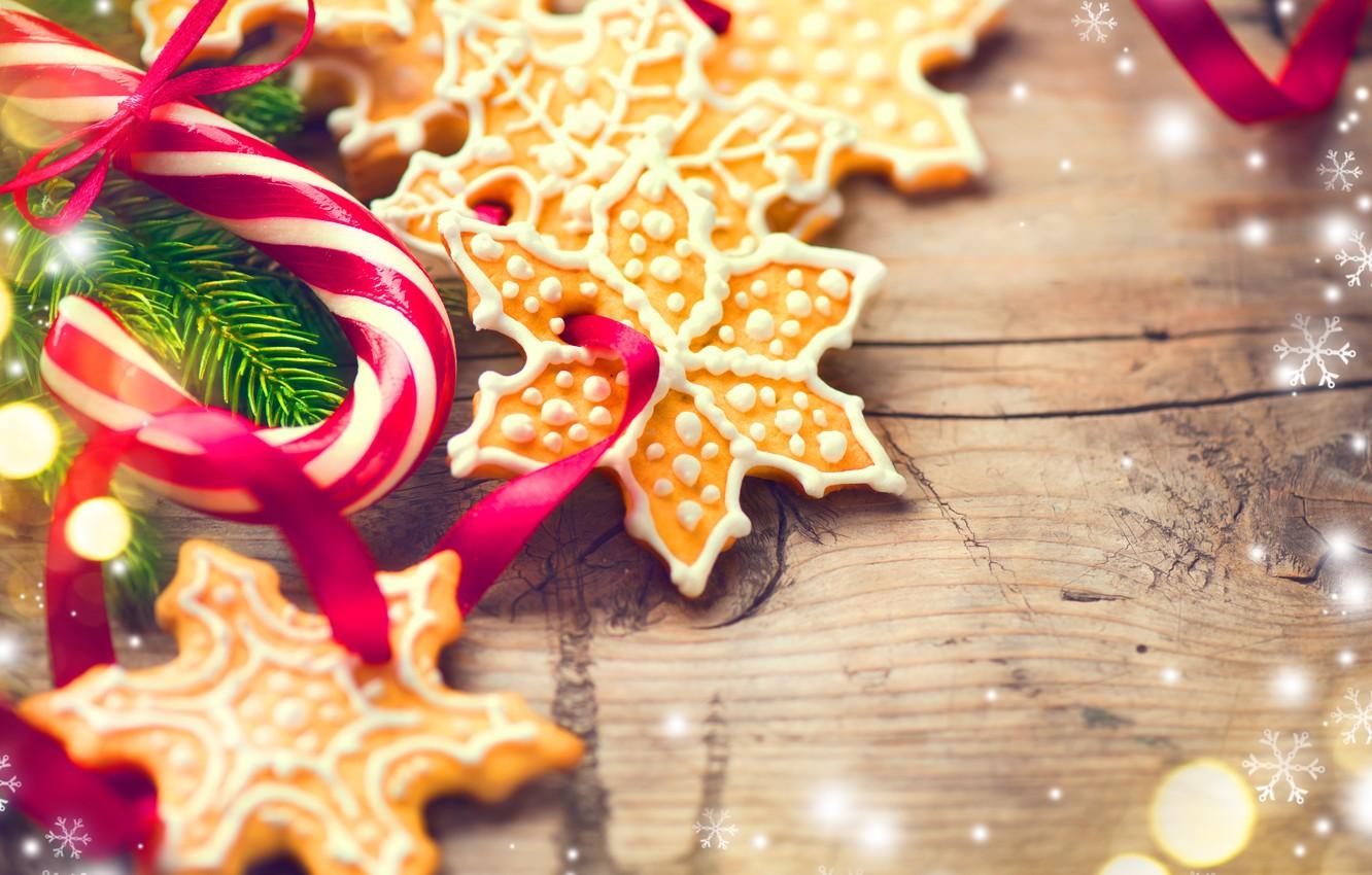 Wallpaper New Year, cookies, Christmas, wood, Merry
